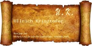 Ullrich Krisztofer névjegykártya
